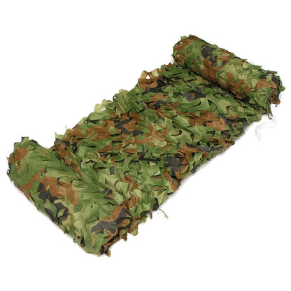 Camo net folded compactly with included storage bag