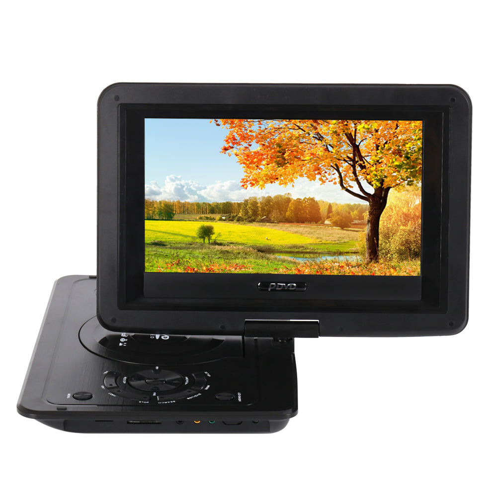 Portable DVD player screen rotated 270 degrees for flexible viewing