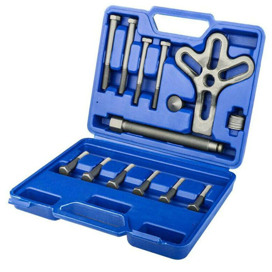 Compact size steering wheel puller tool kit in blue case