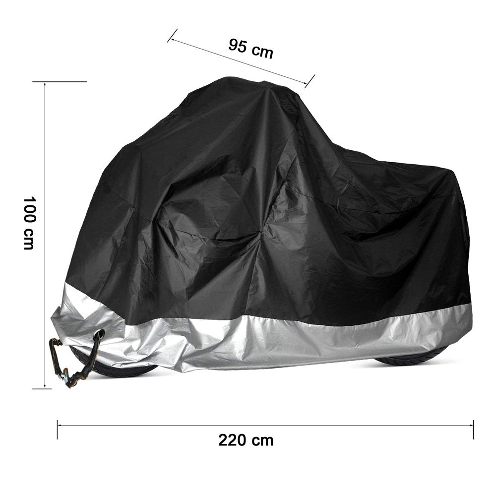 Bike cover elastic hems holding cover securely on bike