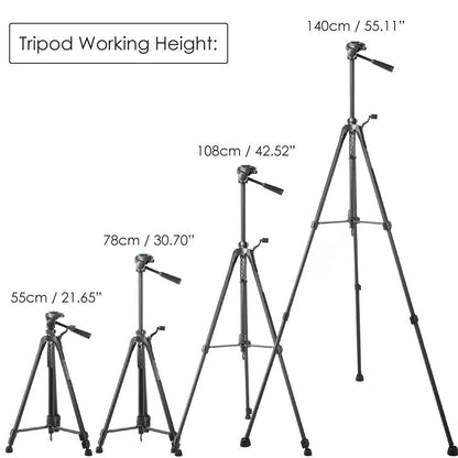 Universal tripod supporting smartphone in landscape mode