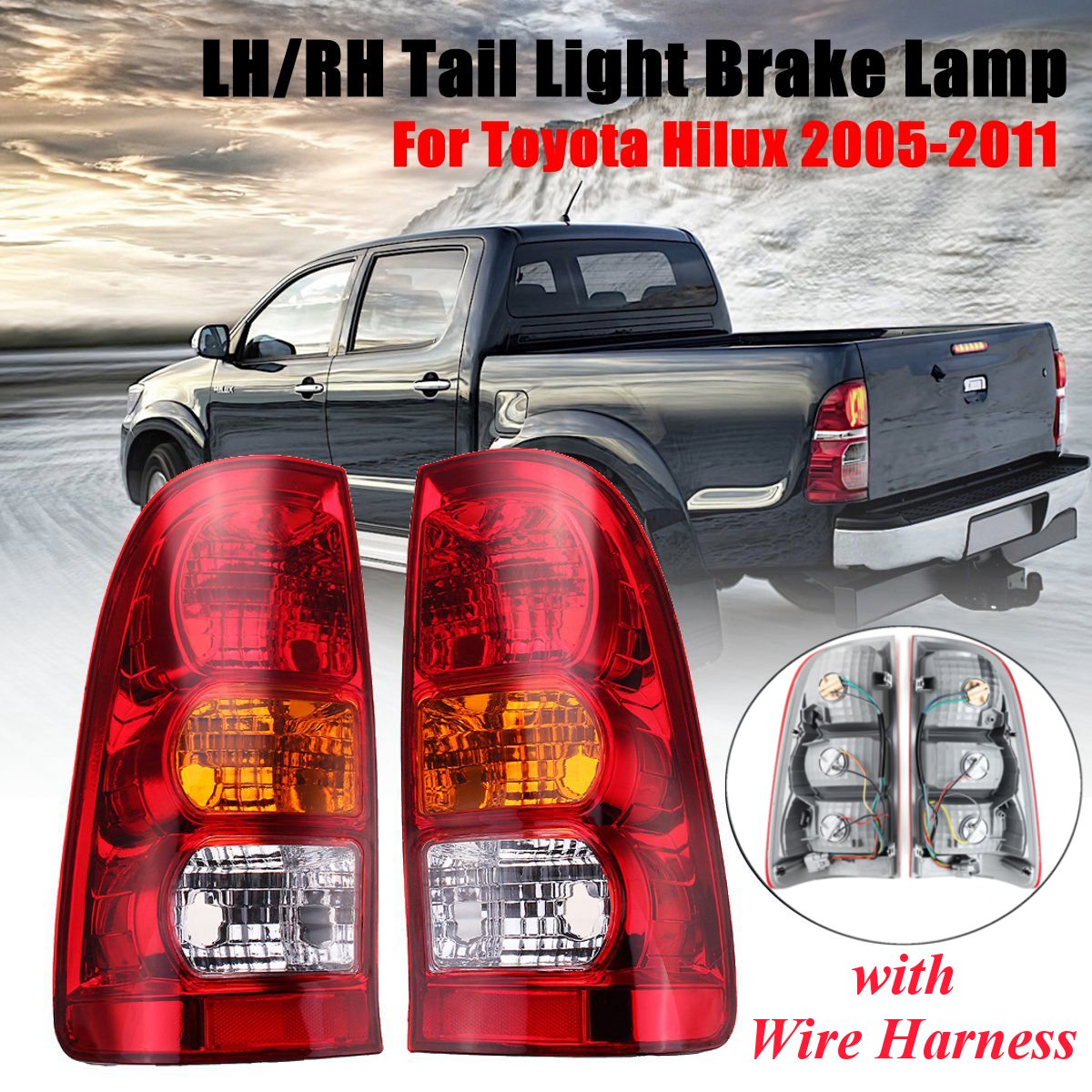Toyota Hilux tail light showing wire harness connection