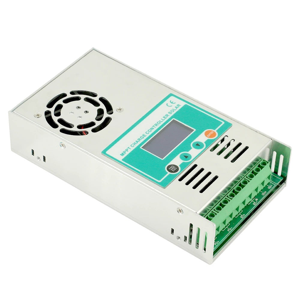 MPPT Solar Controller 60A installed with multiple battery terminals
