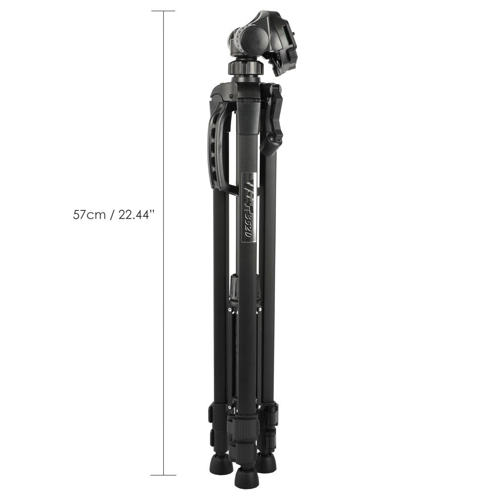 Camera tripod ballhead showing 3-way pan and tilt