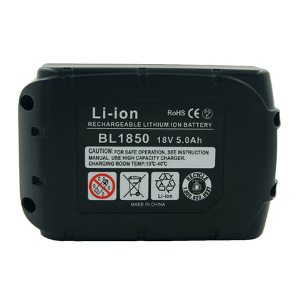 Close up of Makita Battery 18V 50Ah battery terminals