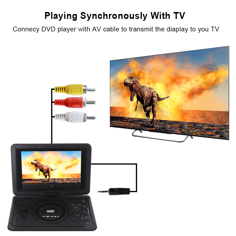 Portable DVD player playing DVD-RW disc with clear display