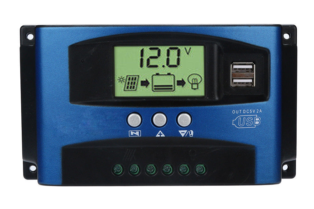 Back view of solar charge controller showing wiring terminals
