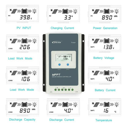 MPPT solar charge controller 20A showing load control mode options
