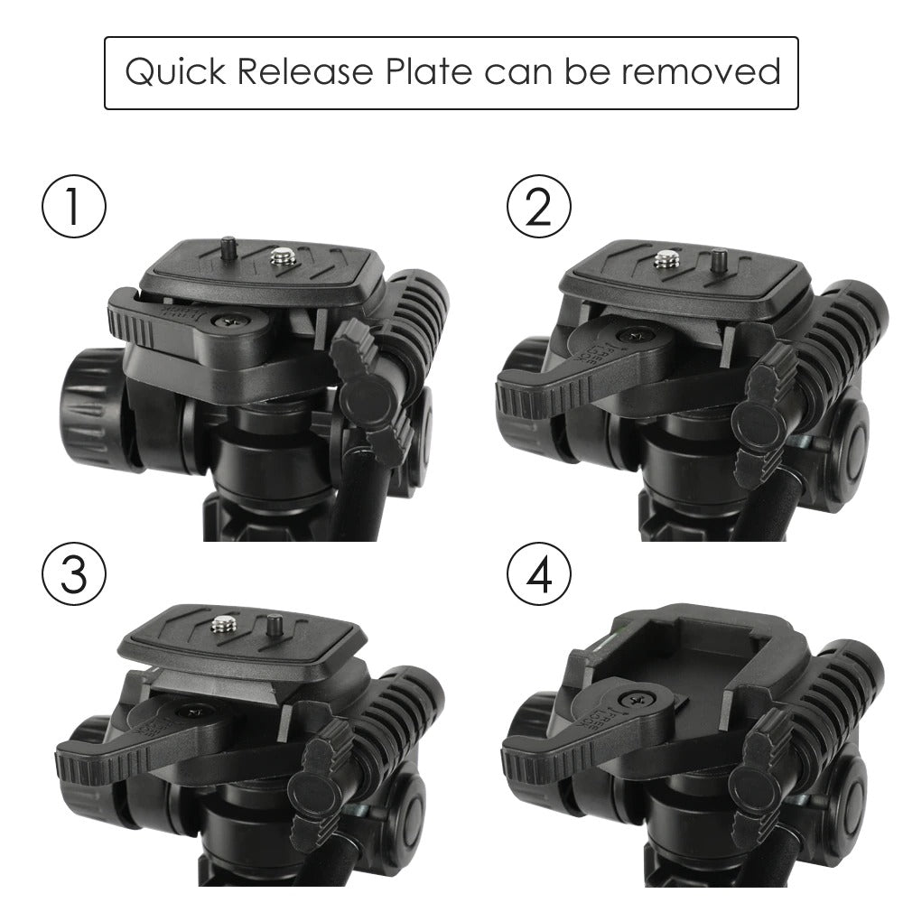 Camera tripod with bubble level for horizontal adjustment