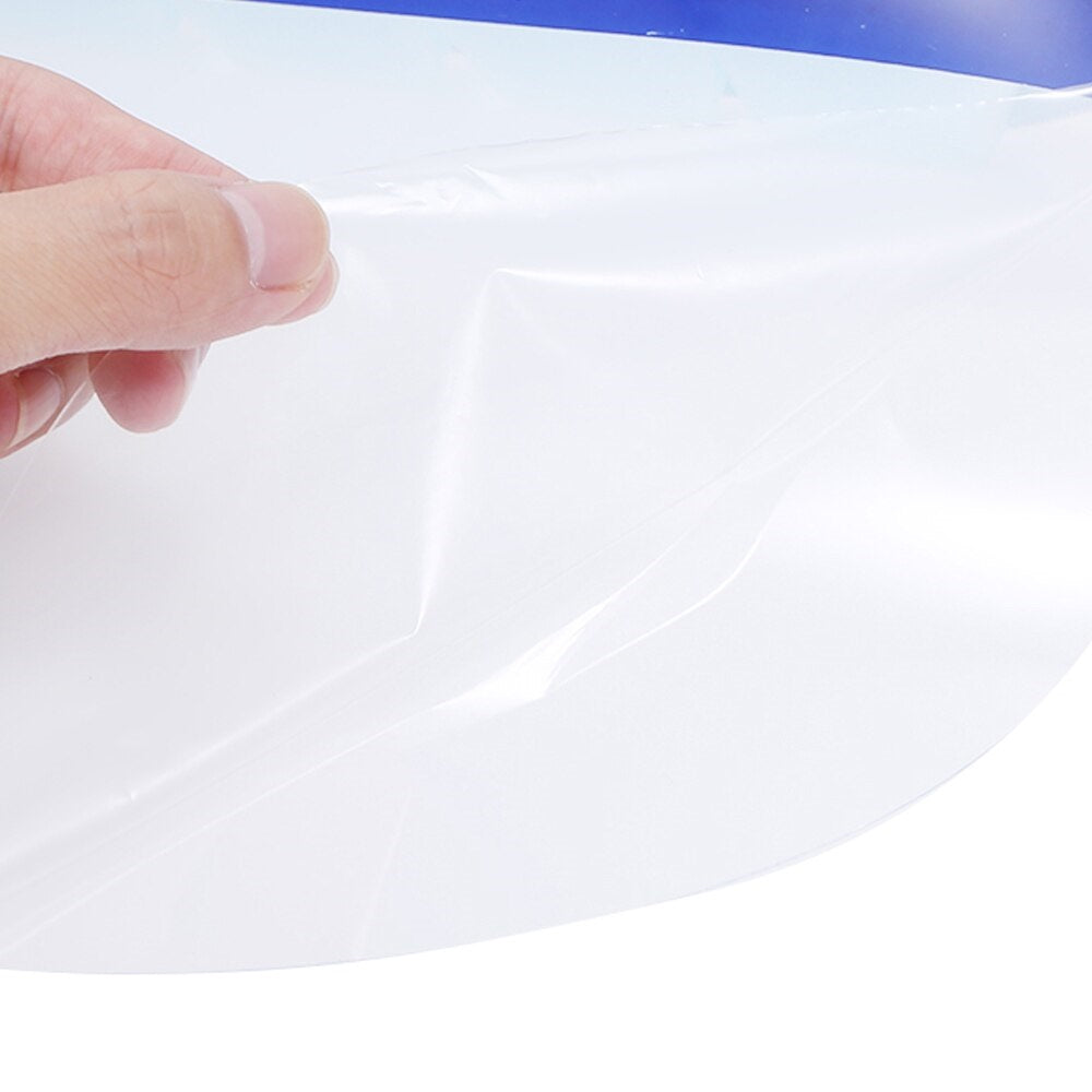 Elastic headband detail on protective face shield for adjustable fit