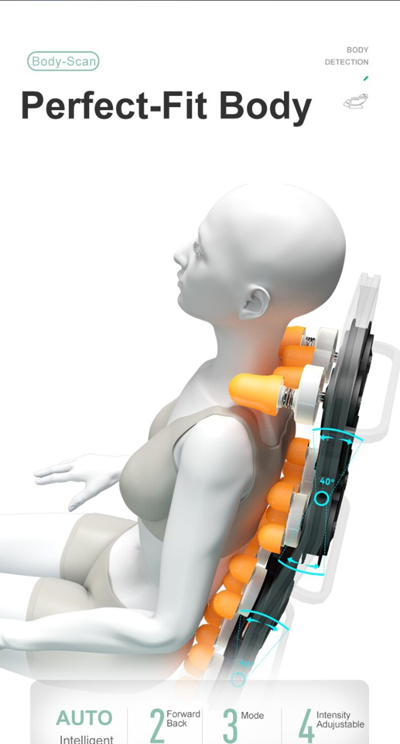 User sitting comfortably in massage chair with remote