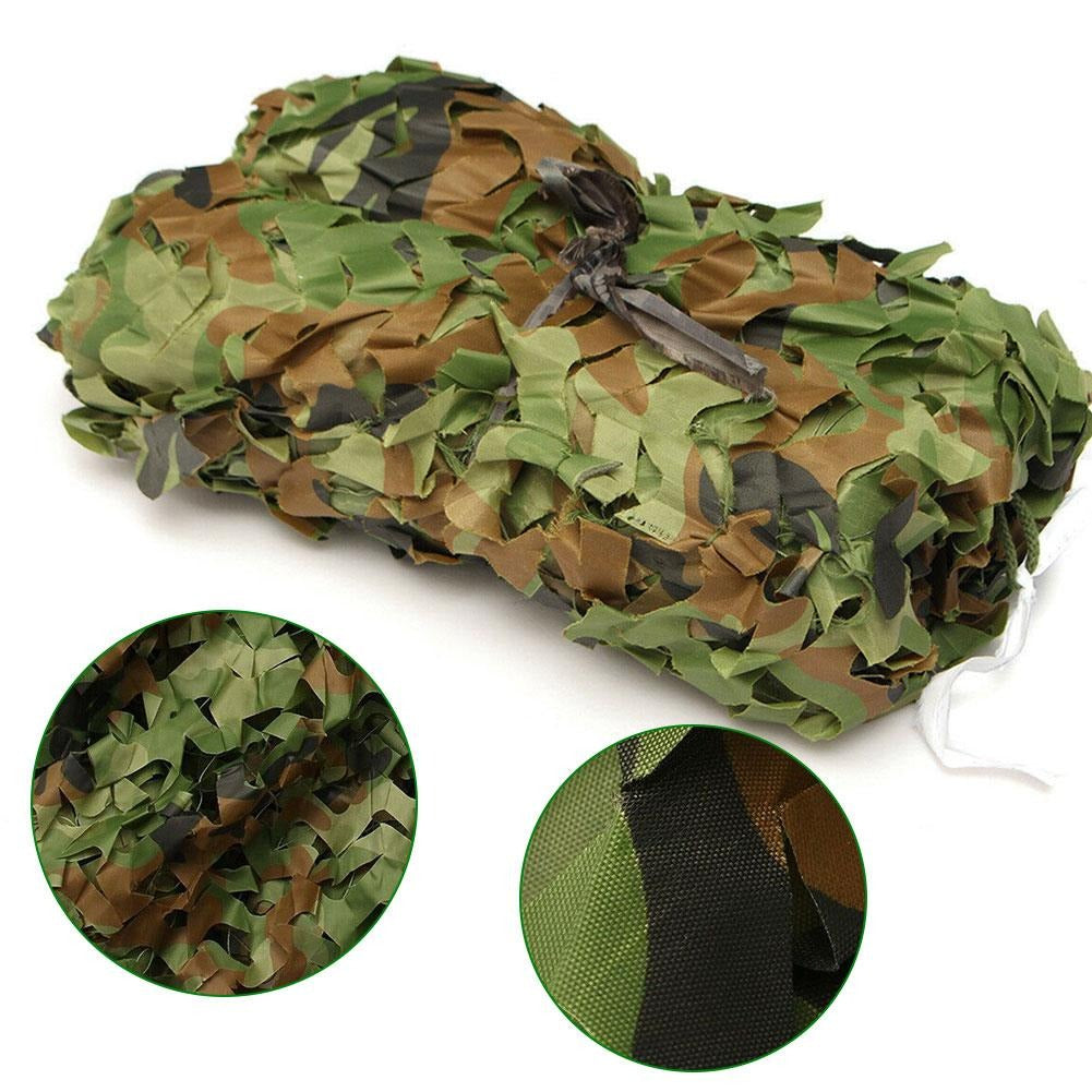 Camouflage net covering car shed roof for sun protection