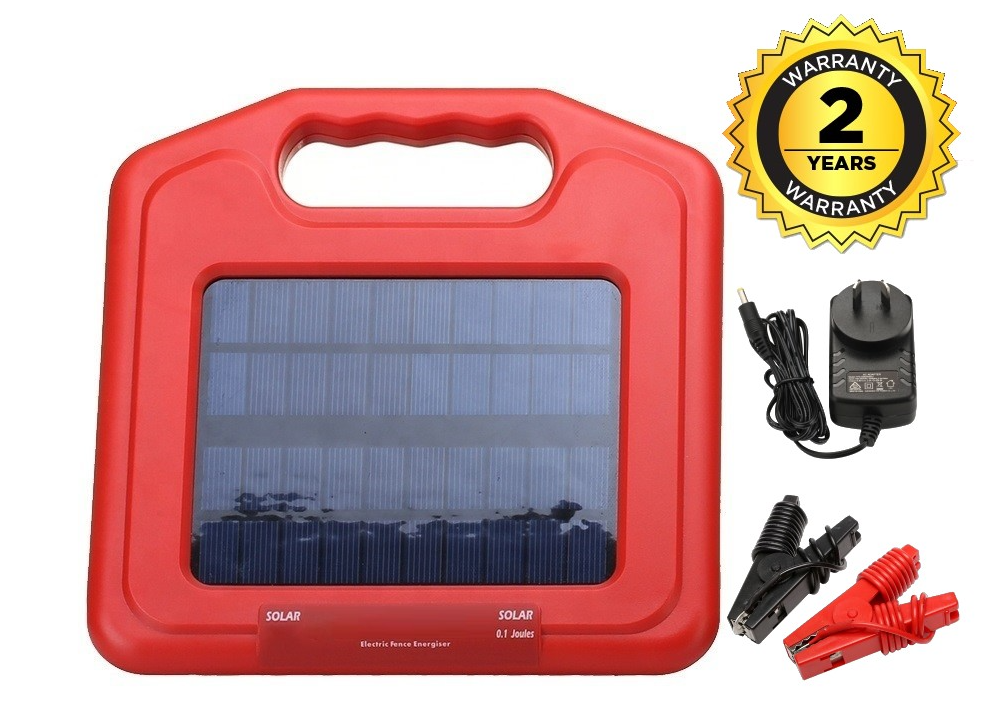 Solar panel on top of electric fence energiser capturing sunlight