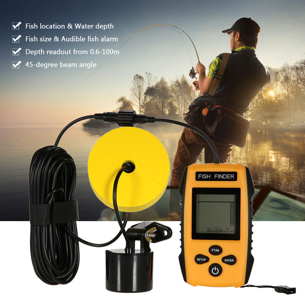 Fish finder attached to pole for water placement