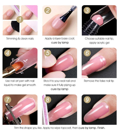 Poly nail gel kit components laid out
