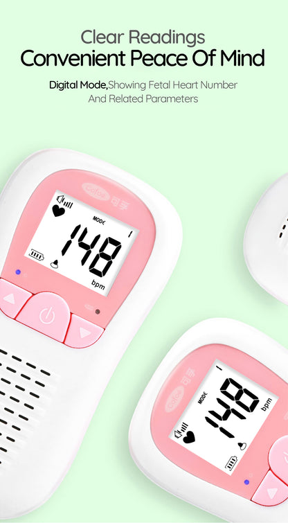 Fetal Doppler showing measurement range on digital screen