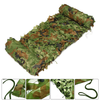 Camouflage net used to decorate tree house with green tones