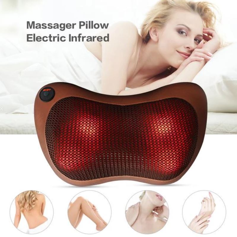 Top angle of body massage pillow with rotating massage nodes