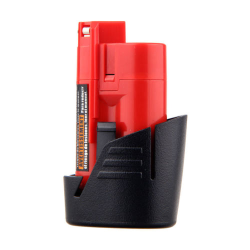 Rear view of Milwaukee M12 12V 2Ah battery showing model number