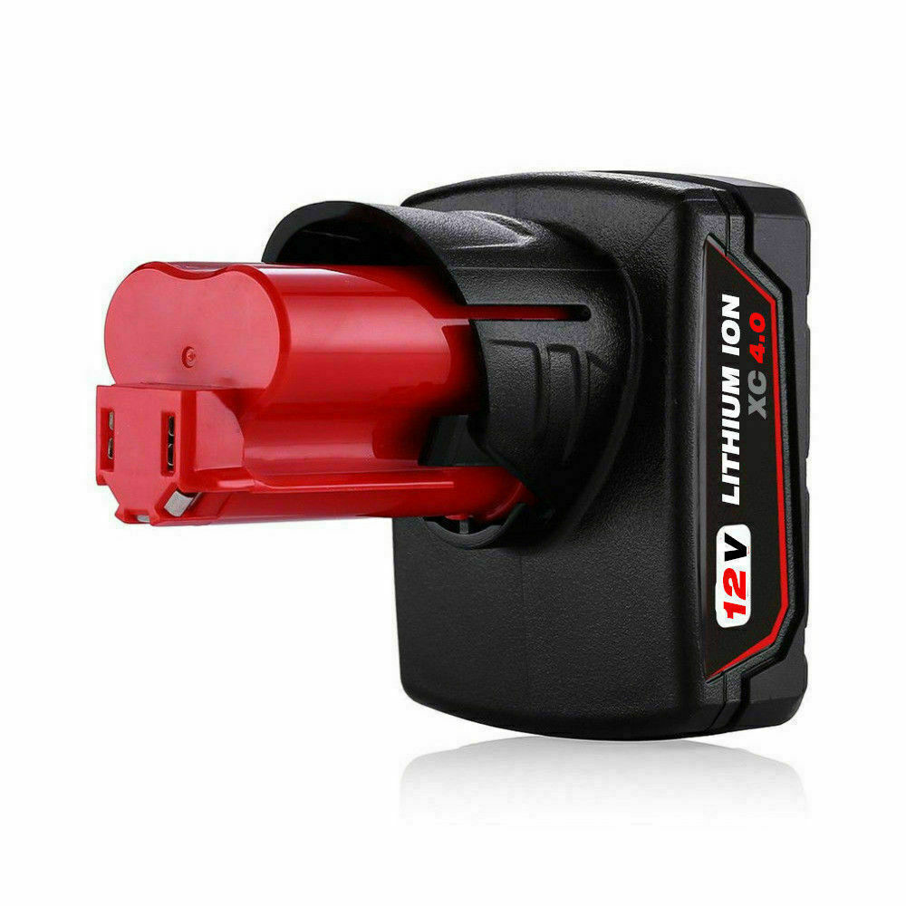 Milwaukee M12 battery installed in cordless drill