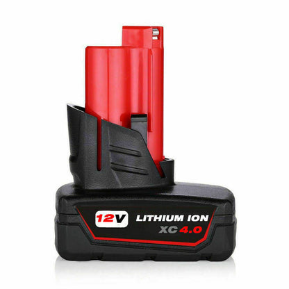 Top angle of Milwaukee M12 12V 4Ah replacement battery