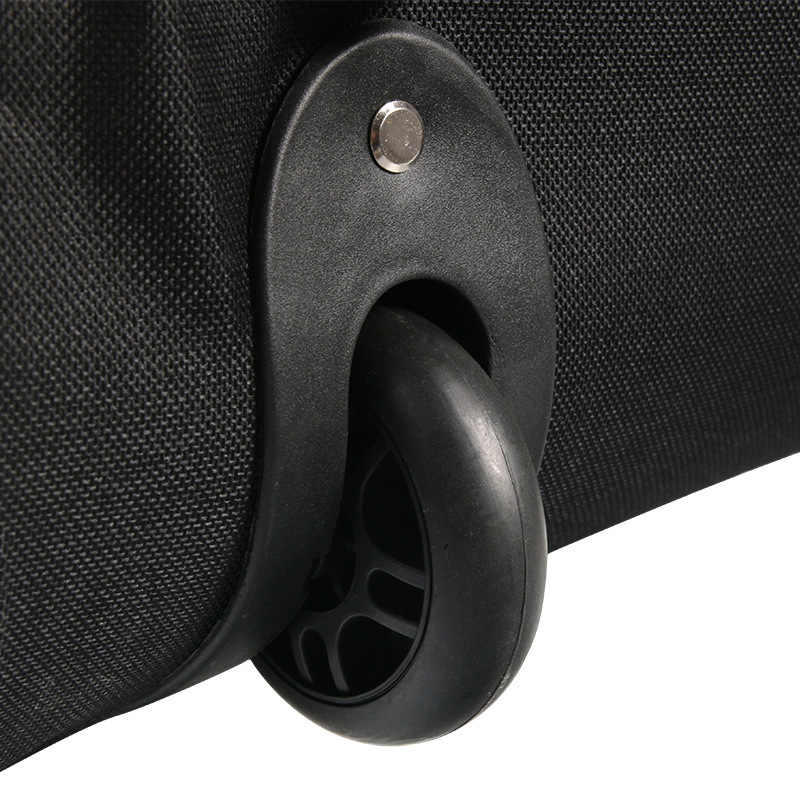 Golf travel bag with wheels folded flat for easy storage