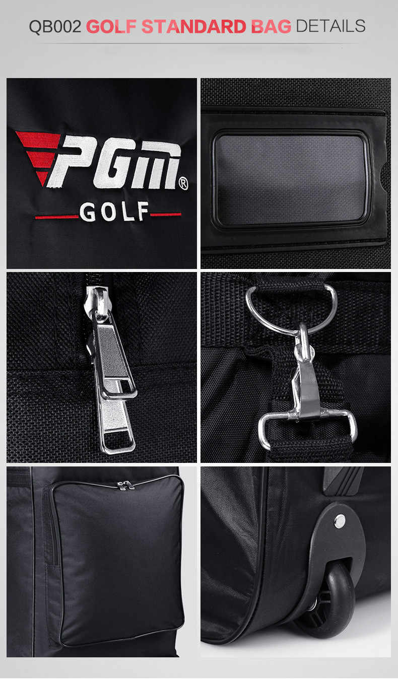 Golf travel bag with wheels base reinforced for stability