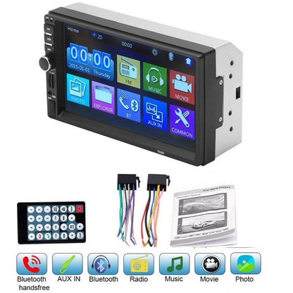 Car stereo Bluetooth MP5 player installed in vehicle dashboard