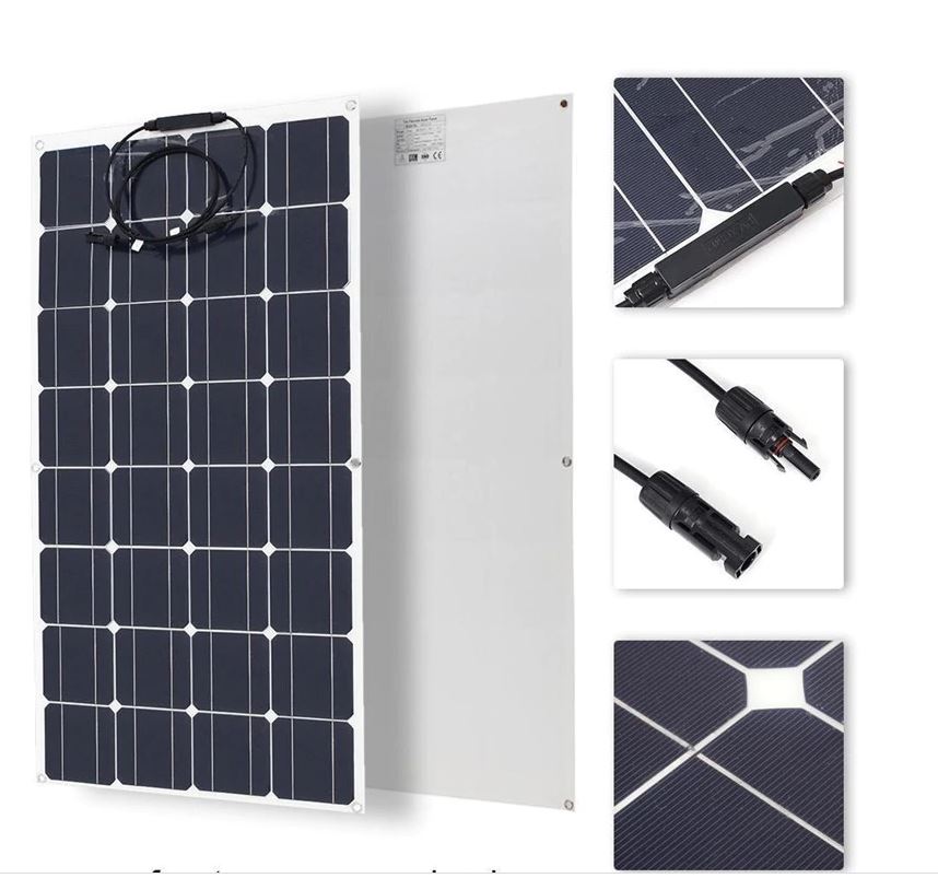 Solar panel flexible 200W showing 09m wire length for connection