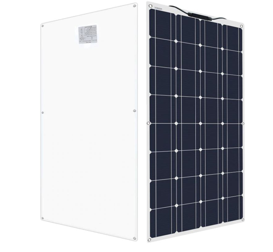 Flexible solar panel 200W bending slightly to fit curved surfaces
