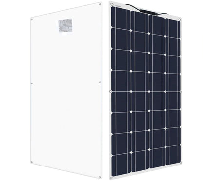 Flexible solar panel 200W bending slightly to fit curved surfaces