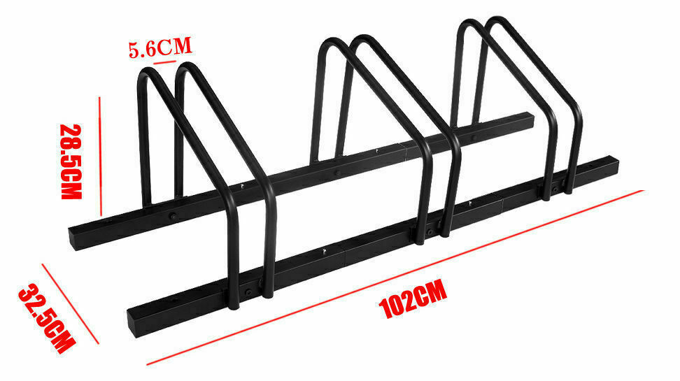 Side view of bike stand bike rack holding three bikes securely