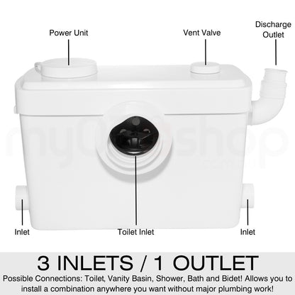 Quiet operation label on 600W macerator pump