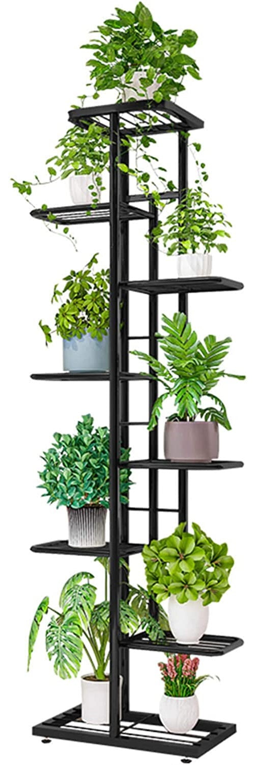 8 Tier Flower Stand Plant Pot Rack 9 pots Black