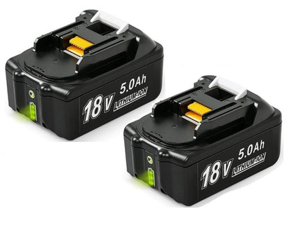 Makita 18V 5Ah battery showing lithium ion cells label