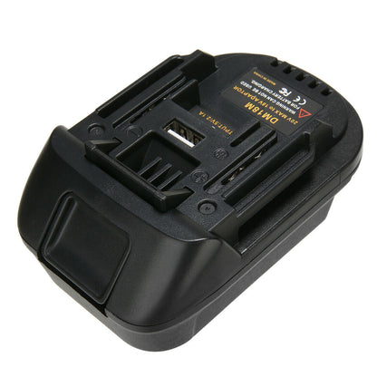 Makita 18V battery adapter attached to Milwaukee 18V battery