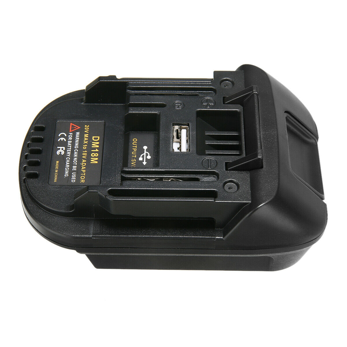 Makita 18V battery adapter connected to Dewalt 18V battery