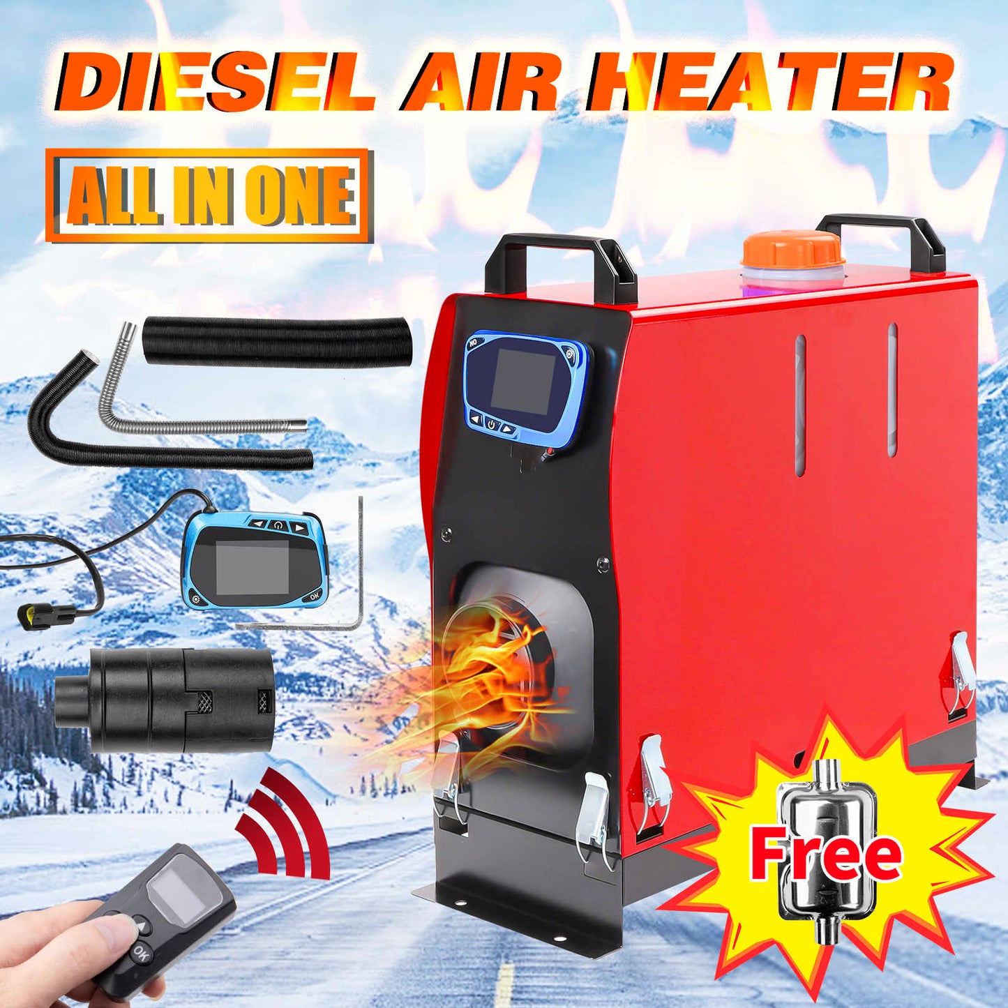 Diesel air heater installed in camper van interior