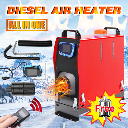 Diesel air heater installed in camper van interior