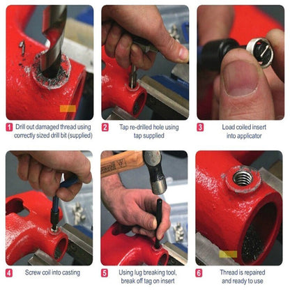 Installation tool for Helicoil thread inserts shown