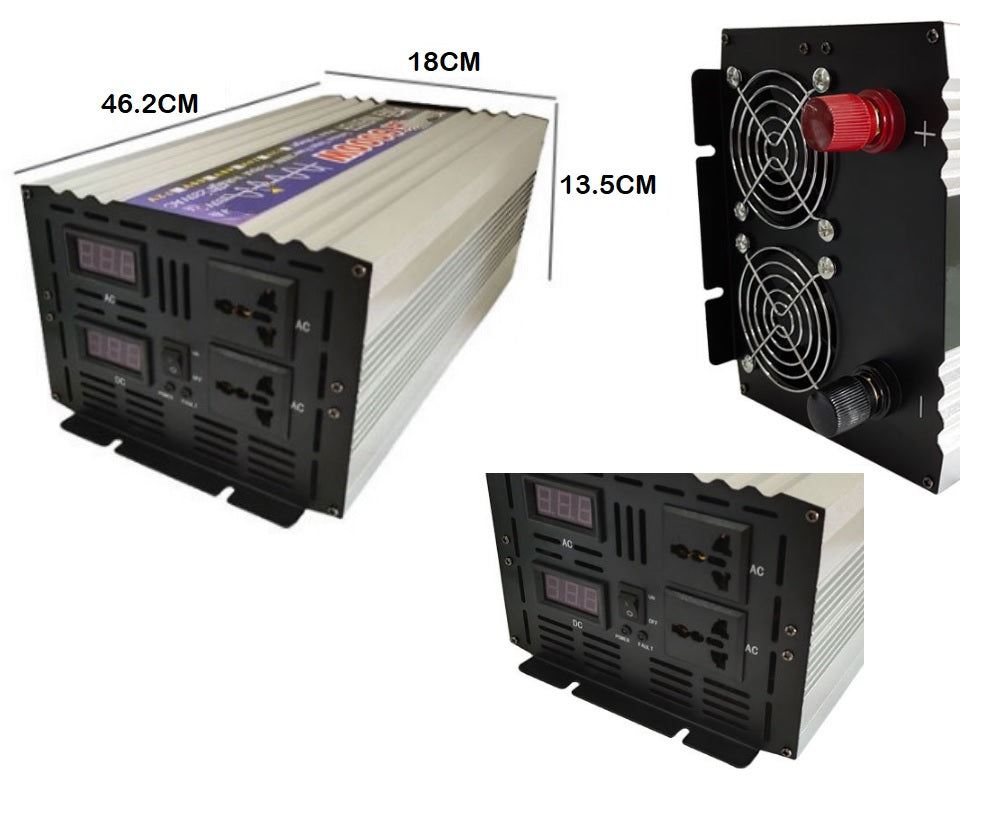 Pure sine wave inverter 8000W connected to 12V battery terminals