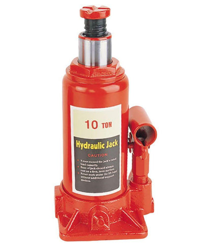 Bottle Jack 10T steel base detail in red colour