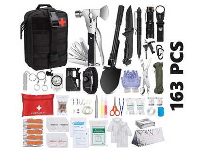 Survival kit set with firestarter and compass for outdoor use