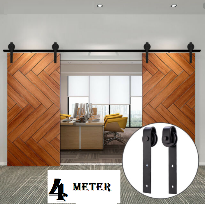 Black abrasive sprayed surface on barn door hardware