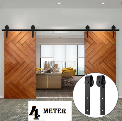 Black abrasive sprayed surface on barn door hardware