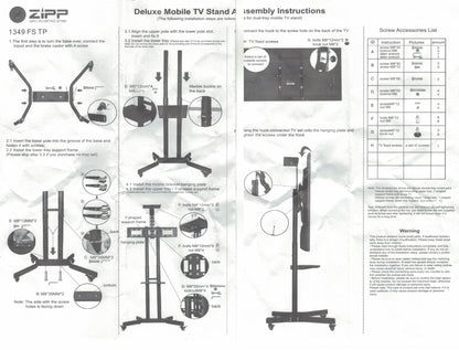 TV stand height adjustable showing assembly components included
