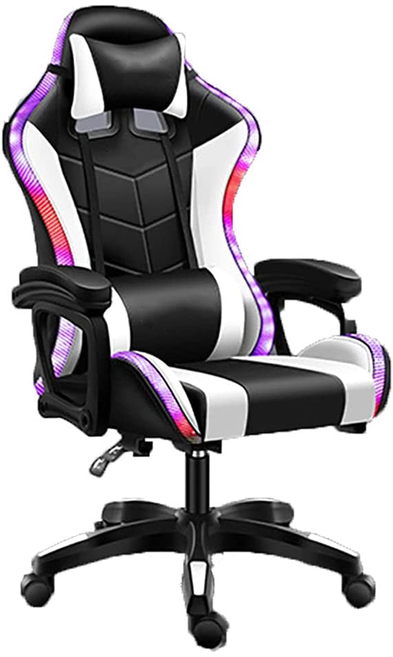 Gaming Chair – White with Footrest