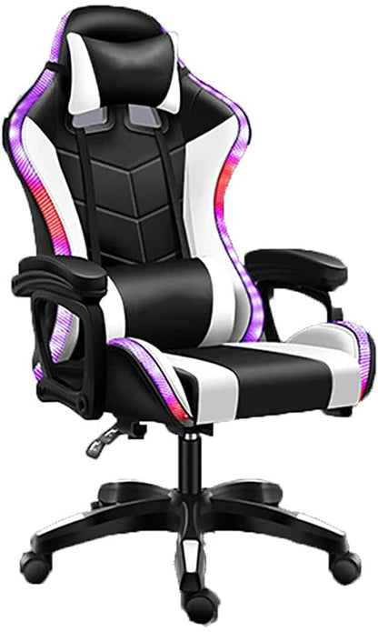 Gaming Chair – White with Footrest