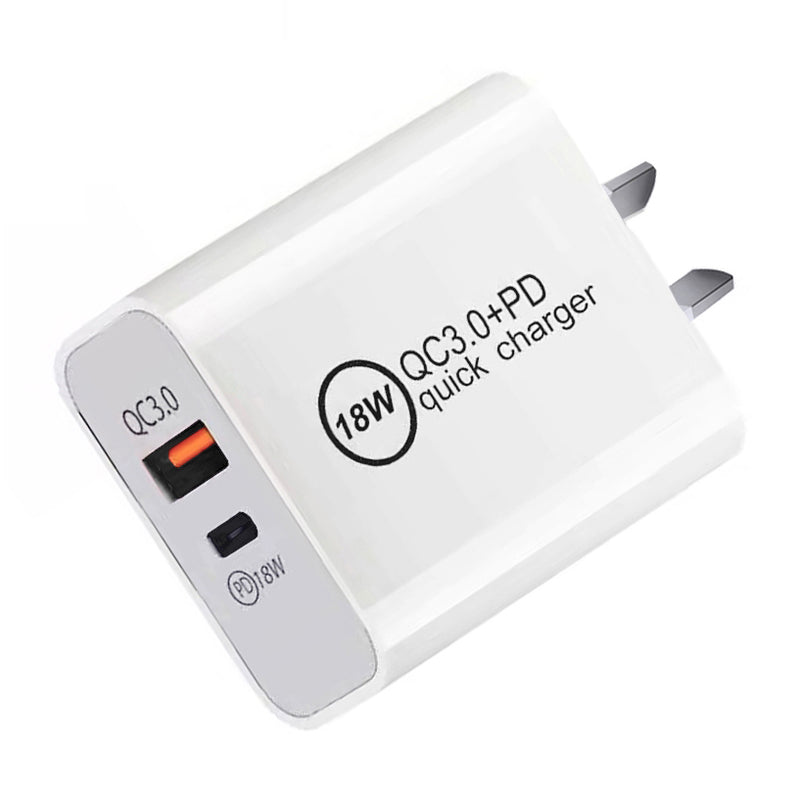USB C Charger, 18W PD Charger Fast Charger QC3.0 Charger 2 IN 1
