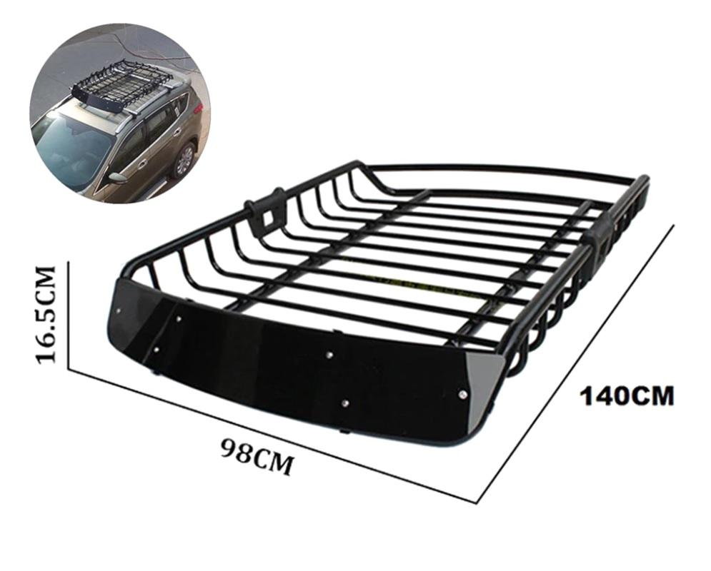 Universal roof rack basket mounted on SUV with luggage